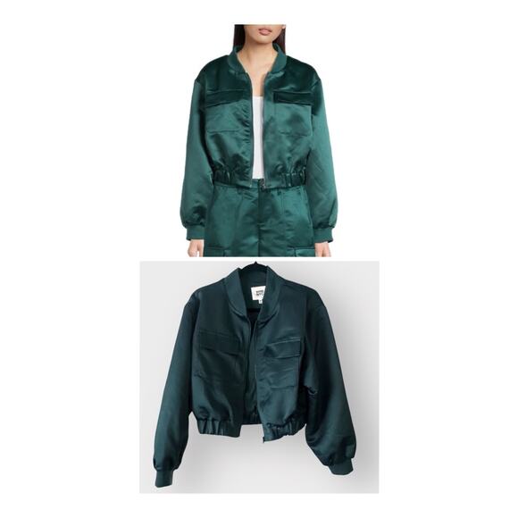 Madden NYC Satin Bomber Jacket, Size Medium - Picture 1 of 9